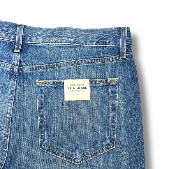 Outerknown S.E.A. Fillmore Boyfriend Denim Jeans 30 Blue Distressed New - Picture 8 of 16